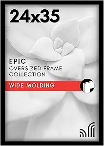 Americanflat 24x35 Poster Frame with Polished Plexiglass - Black Picture Frame - Wide Photo Frames Made of Engineered Wood for Vertical or Horizontal Wall Display - Epic Collection - Black