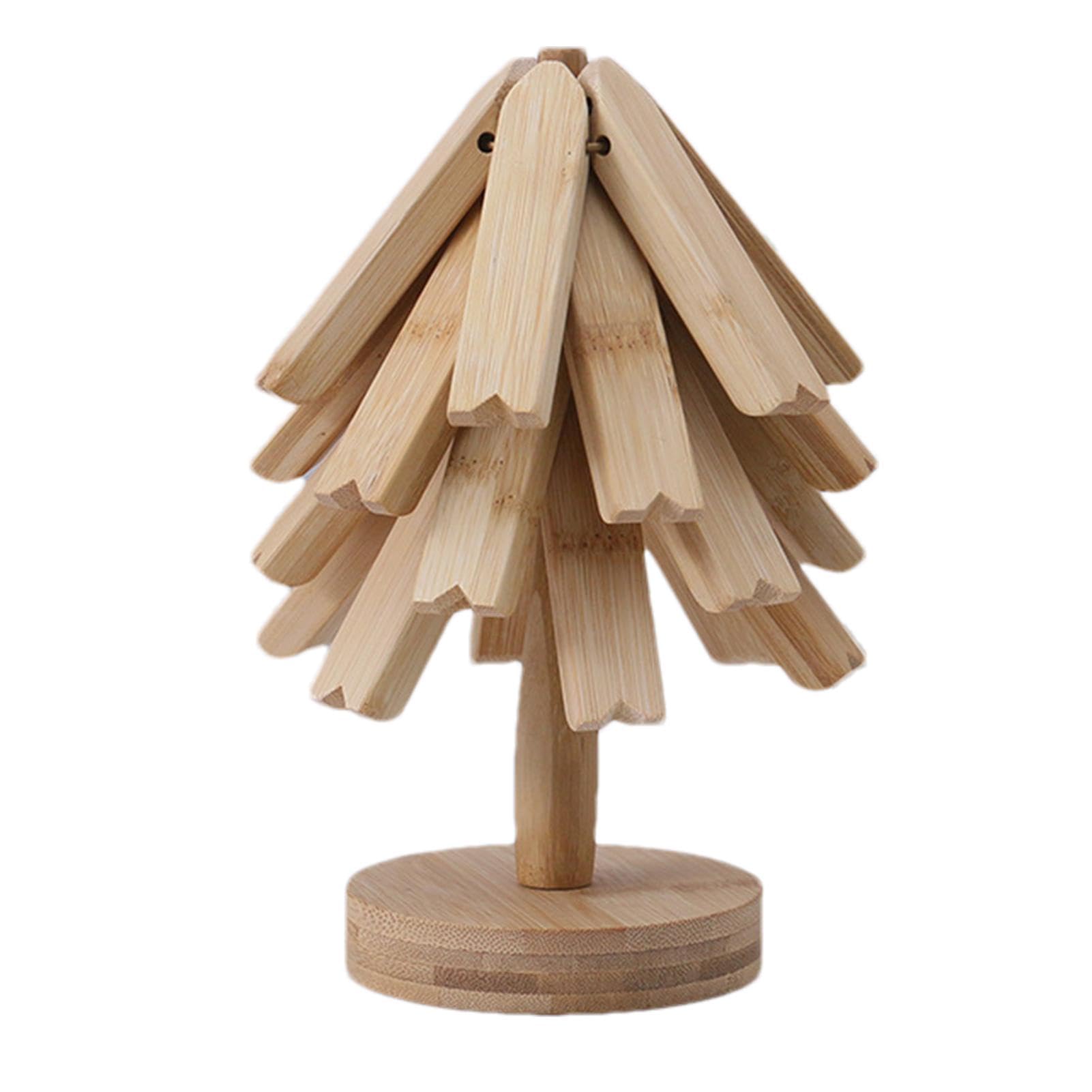 3 sottopentola in legno, sottopentola pieghevole, set di sottopentola ad albero, presina for teiera, ornamenti multifunzionali e facili da riporre, perfetti for piatti caldi, ciotole for sottopentola