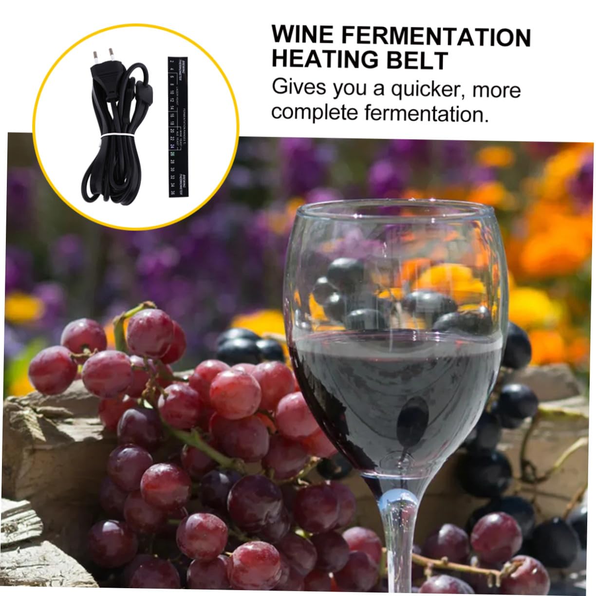 Ceinture Chauffante pour Fermentation du Vin Électrique en Caoutchouc De Silicone Noir, Alimentation Ac220-240v, pour Brassage Domestique Et Bière, Accessoire Vinification Facile à Utiliser