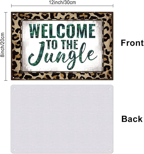 Miniatura 2 de GLOBLELAND Letrero de lata vintage de selva de 8 x 12 pulgadas con texto en inglés "Welcome To The Jungle" retro con texto en inglés "Welcome To The