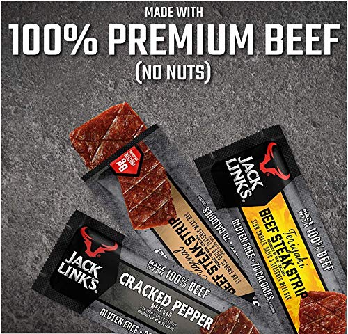Jack Link’s Beef Strips – Great Protein Bar, Meat Bar with 8g of Protein and 70 Calories, Made with 100% Premium Beef, Gluten Free, No added MSG or Nitrates/Nitrites (Combo Pack, Pack of 30)