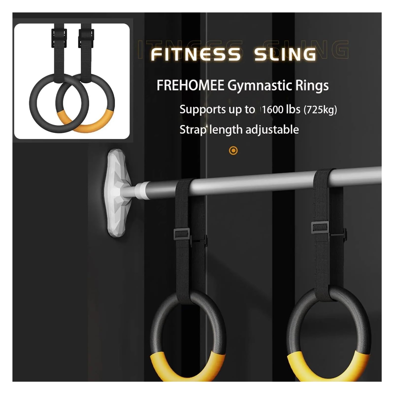 Anillas Gimnasia Anillos de Gimnasia con Capacidad 1/2M, Correas Hebilla Ajustables, Anillos Ejercicio Antideslizantes for Fitness en casa