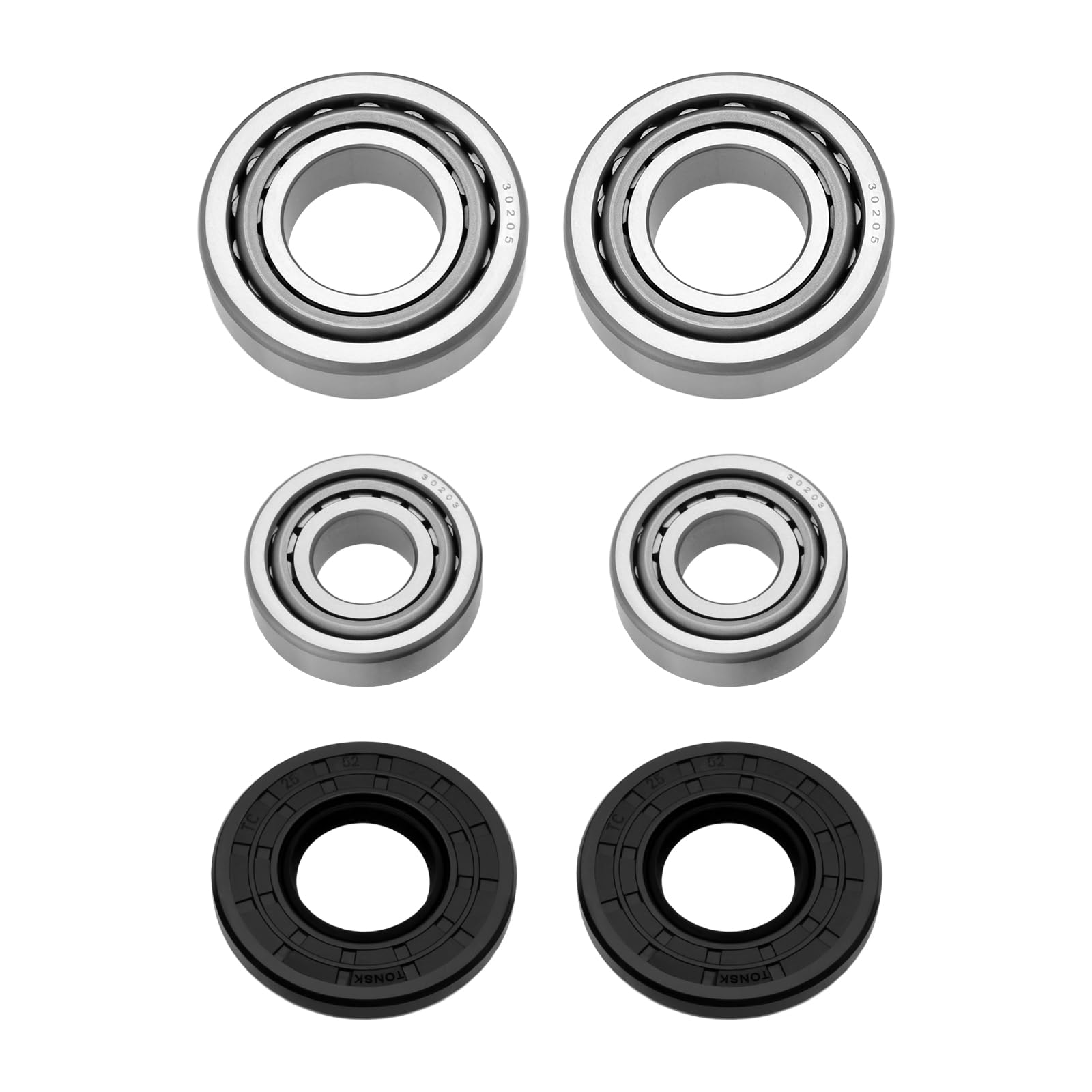 ECSiNG Lot de 2 Roulements de Roue 30203 30205 Roulements 25x52x7mm Bague d'étanchéité Compatible avec ALKO Essieu sans Frein Jusqu'à 750 Kg Noir