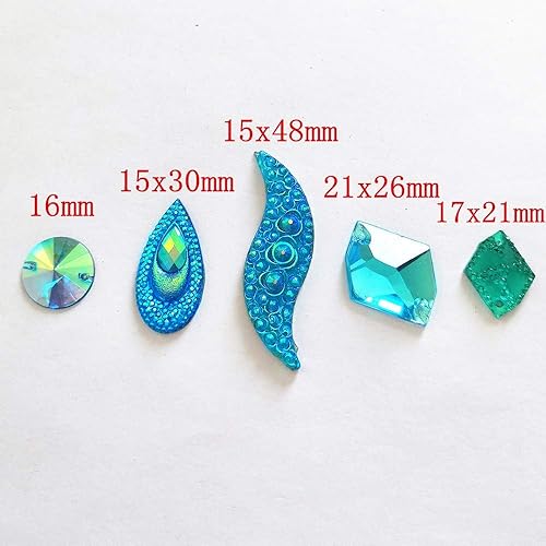 Vista 11 de 50 piezas de gemas de espejo AB de diferentes formas con efectos especiales para coser, diamantes de imitación facetados para manualidades, ropa
