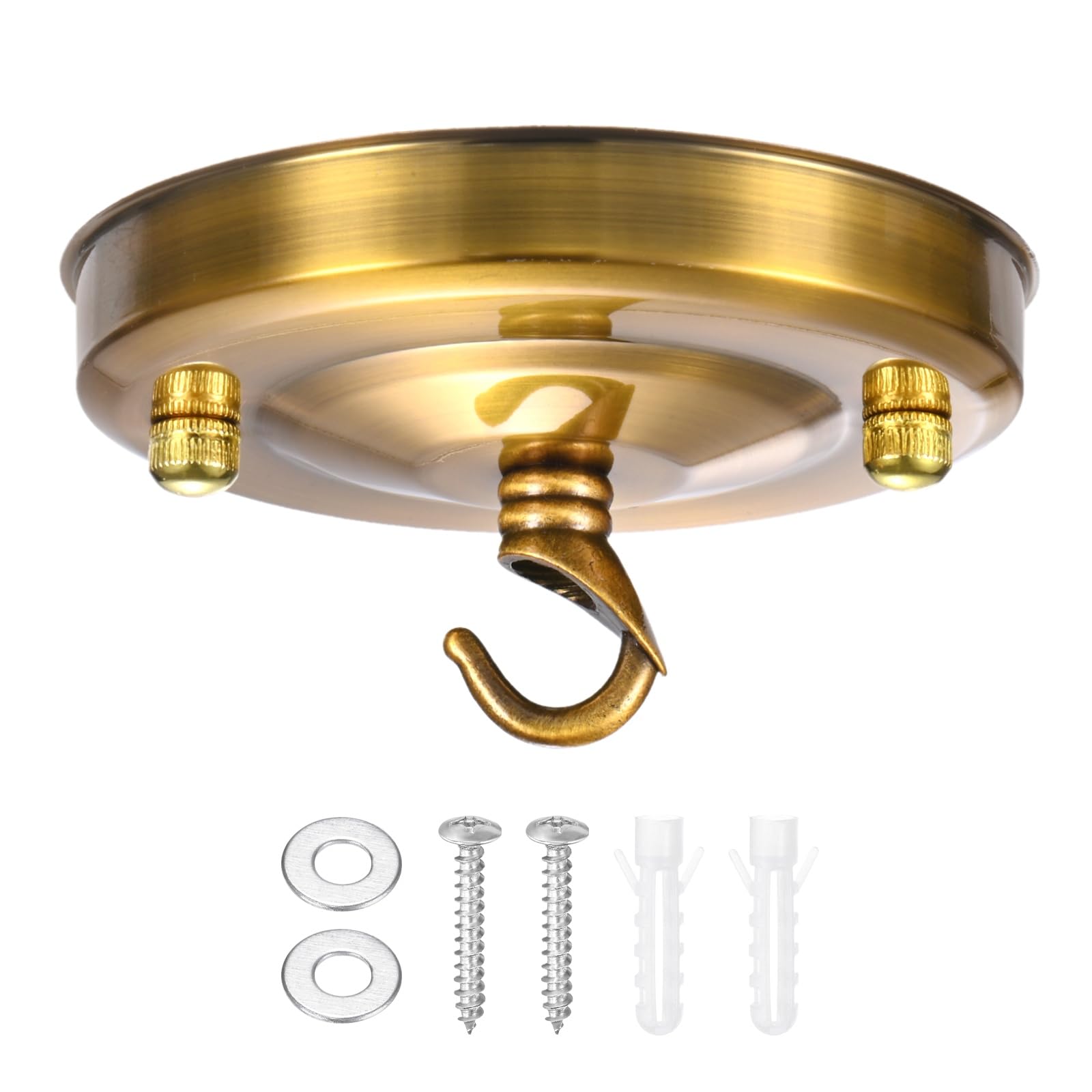 M METERXITY 1-Pack Light Canopy Kit, 4.3" Replacement Cover Plate for Chandelier Fixture/Pendant Light/ Swag Light, Ceiling Hooks Cover Plate [Gold Tone]