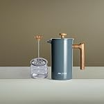 POLIVIAR French Press Coffee Machine, 34oz Coffee Press with Teak Wood Handle, Double Wall Insulation and Double Filter Screen, Food Grade Stainless Steel for Good Coffee and Tea (JX2020-FPU)