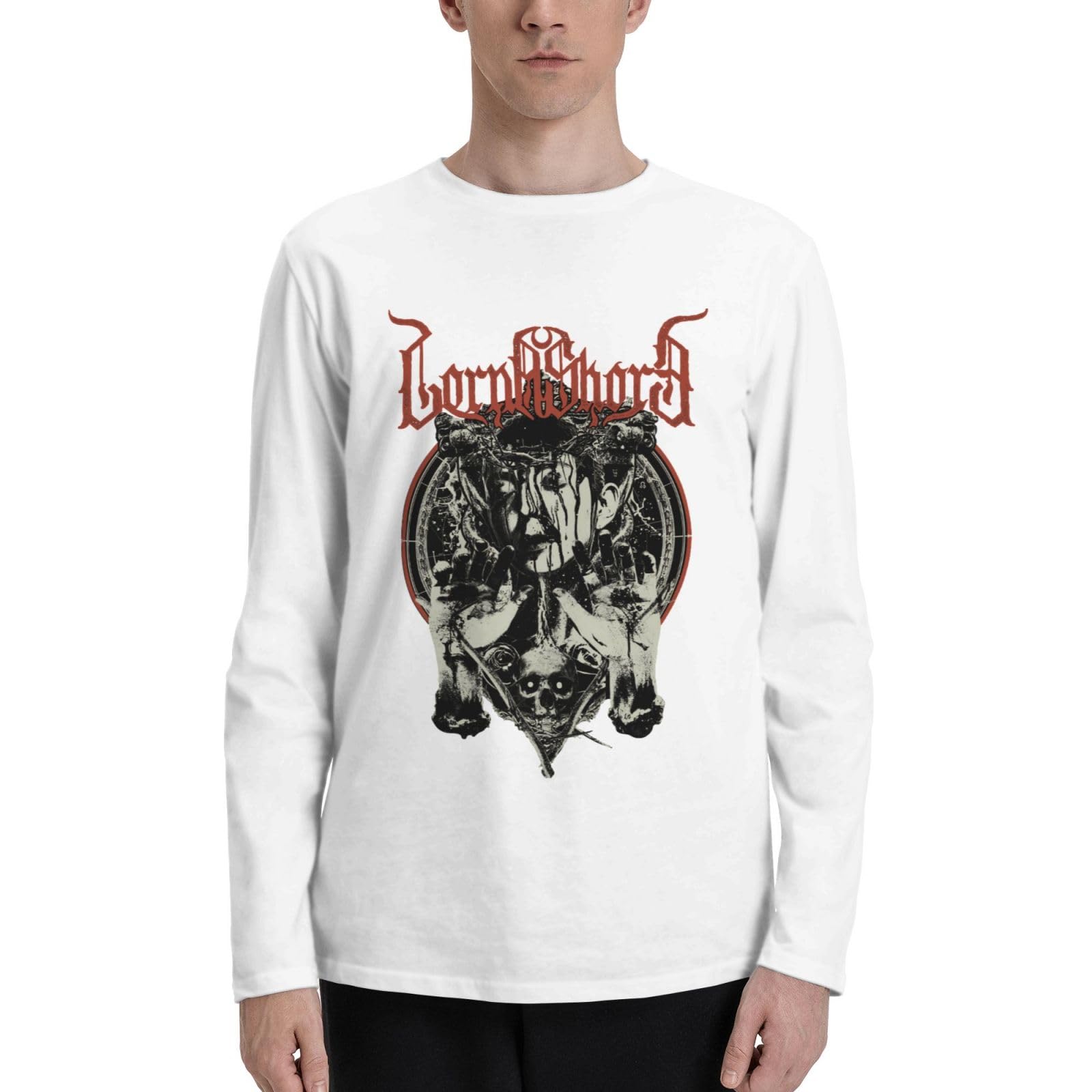 SKYJUNOJN Lorna Deathcore Shore Man Long Sleeve Cotton T Shirts Crewneck Cycling Outdoor Long Sleeves Jacket White Large
