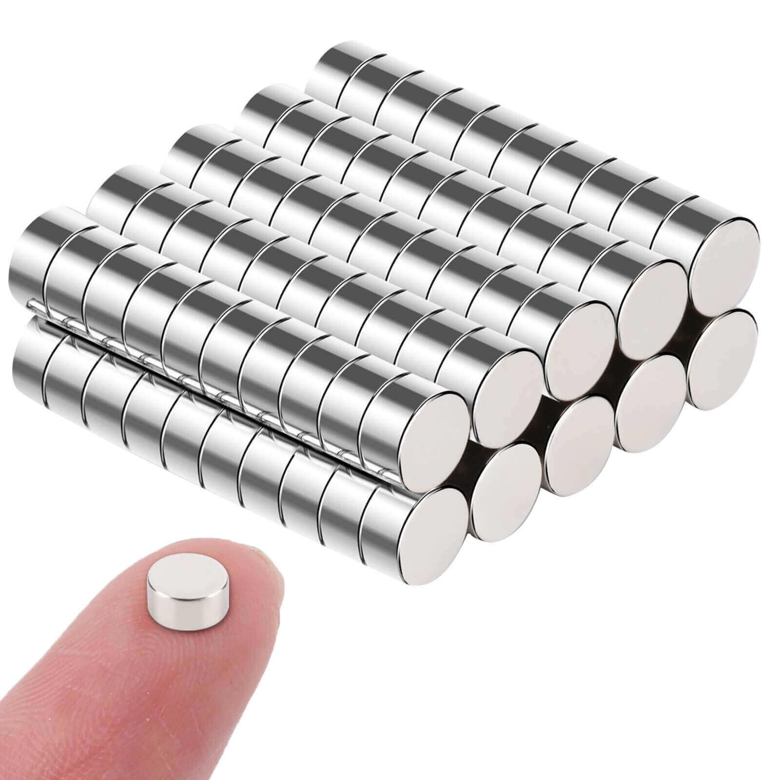 DGDUBRB 100pcs Small Round Silver Neodymium Magnets, 4x2mm, Multi-Use, Strong Fridge Magnets for Refrigerator Whiteboard, DIY, Crafts