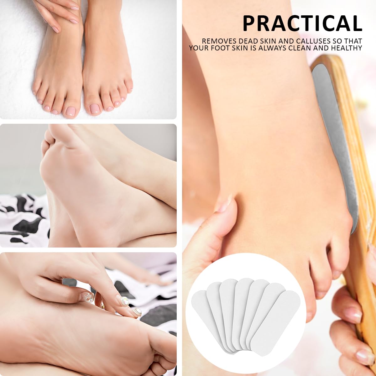 60 piezas de repuesto para limas de pies para pedicura, almohadillas de repuesto autoadhesivas gruesas y finas, herramienta reutilizable para eliminar callos (blanco)