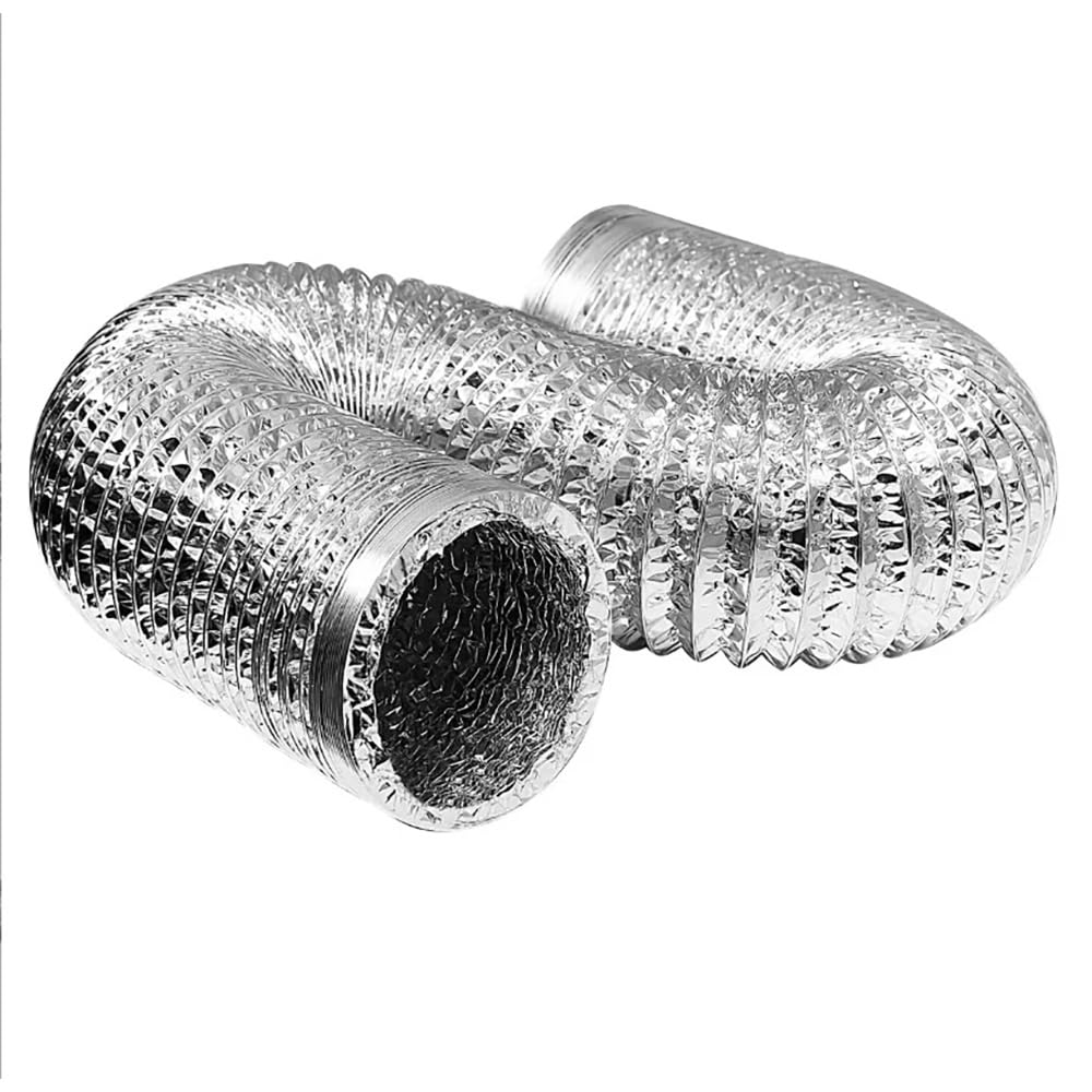 1 flexibler Lüftungskanal aus Aluminiumfolie – 100 mm D, 1,5–6 m, verstellbar for Heizungs-, Lüftungs- und Klimatechnik, Trockner, Küche und Gewächshaus