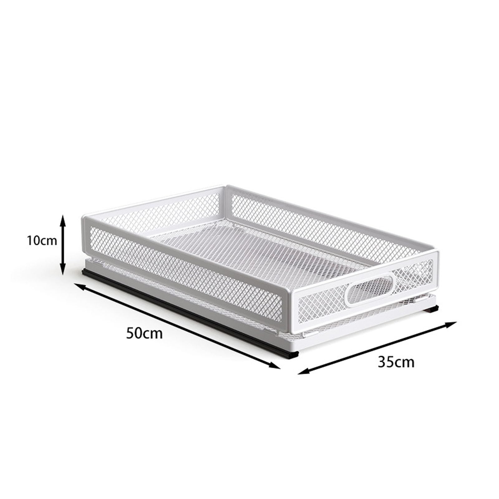 Cesta de almacenamiento expandible de acero al carbono con riel silencioso extraíble, color blanco, sin perforaciones, cajón de gran capacidad, tablero grueso en capas para armario y uso doméstico