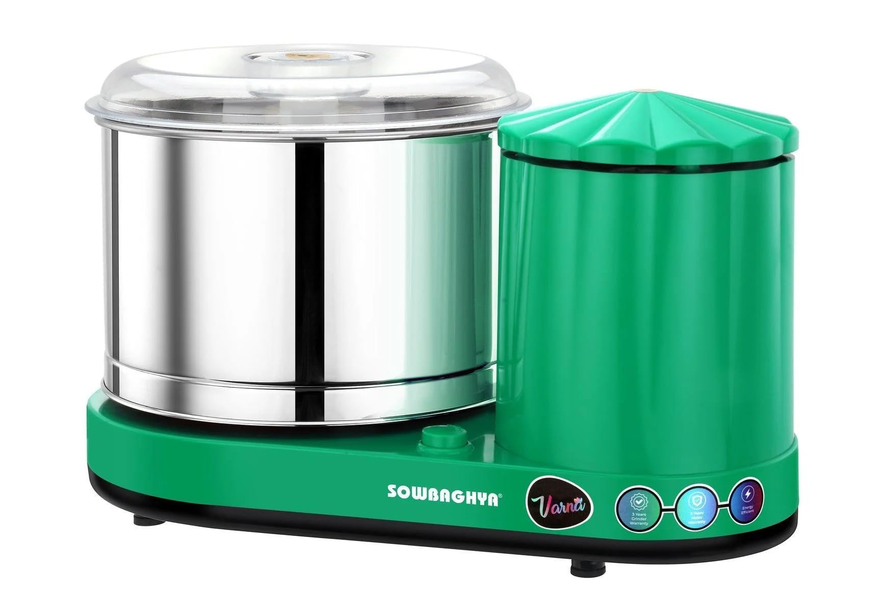 Sowbaghya Varna Wet Grinder, Stainless Steel and Green, 2L Capacity, Table Top Model with Safety Lock (Green)-image-8