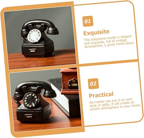 Miniatura 6 de HOMSFOU 2 unids Retro Dial Teléfono Vintage Rotary Teléfono Vintage Dial Teléfono Retro Teléfono Teléfono Rotatorio Teléfono Celular Resina