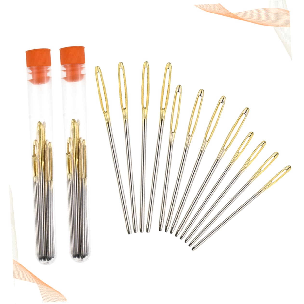 Operitacx 2-Pack Stainless Steel Large Hole Needles for Sewing Knitting Storage Bottle