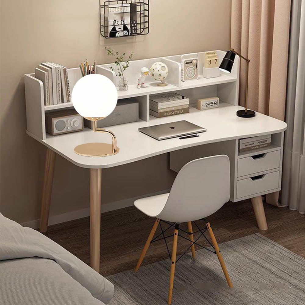 Lampada Da Comodino Rotonda In Vetro E Metallo Dorato – Lampada Da Tavolo Moderna Per Camera Da Letto, Soggiorno, Ufficio – Attacco G9, Spina Europea - 3