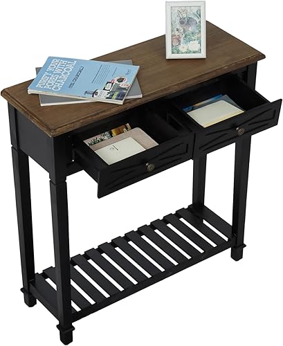 Miniatura 7 de kinbor Mesa consola estrecha con estante y cajones, pequeña mesa de entrada, mesa de pasillo para entrada, sala de estar, dormitorio, vestíbulo,