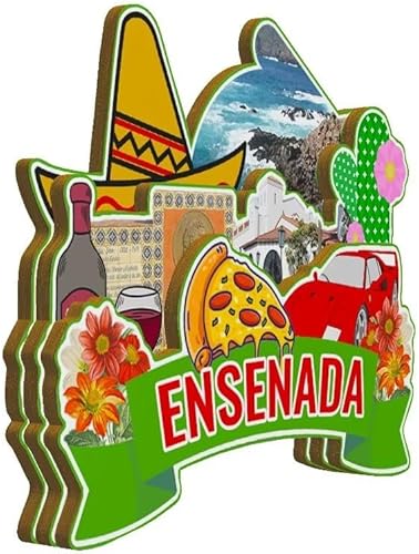 Miniatura 2 de Ensenada México - Imán de madera para nevera, diseño 3D de México, recuerdos coleccionables, decoración hecha a mano -3413