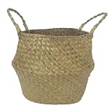 SODIAL Seagrass cesta de cesteria de mimbre plegable colgante maceta de flores maceta sucia de...