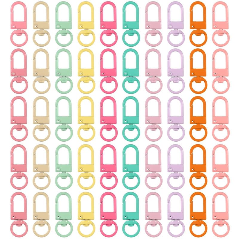 Image of Lobster Claw Clasps Colorful Keychain Clasp Metal Lanyard Clips Swivel Clasp Hooks Keychain Hardware Accessories for Bag Jewelry Making - Mix Colour