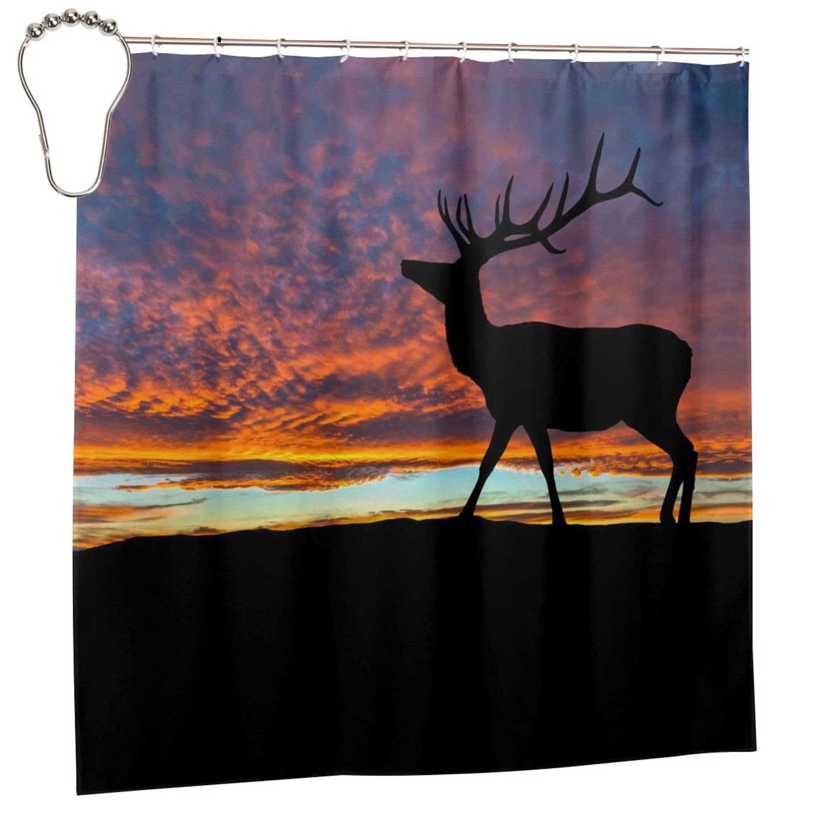 Rideau de douche rideau de salle de bain haut de gamme imprimé taureau et cerf rouge