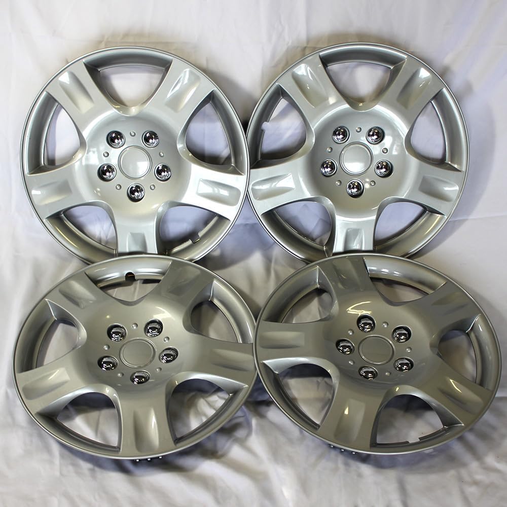 Upgrade Your Auto Set of Four 16' Silver Hubcap Wheel Covers for Nissan Altima 2002-2004 (Push-on)