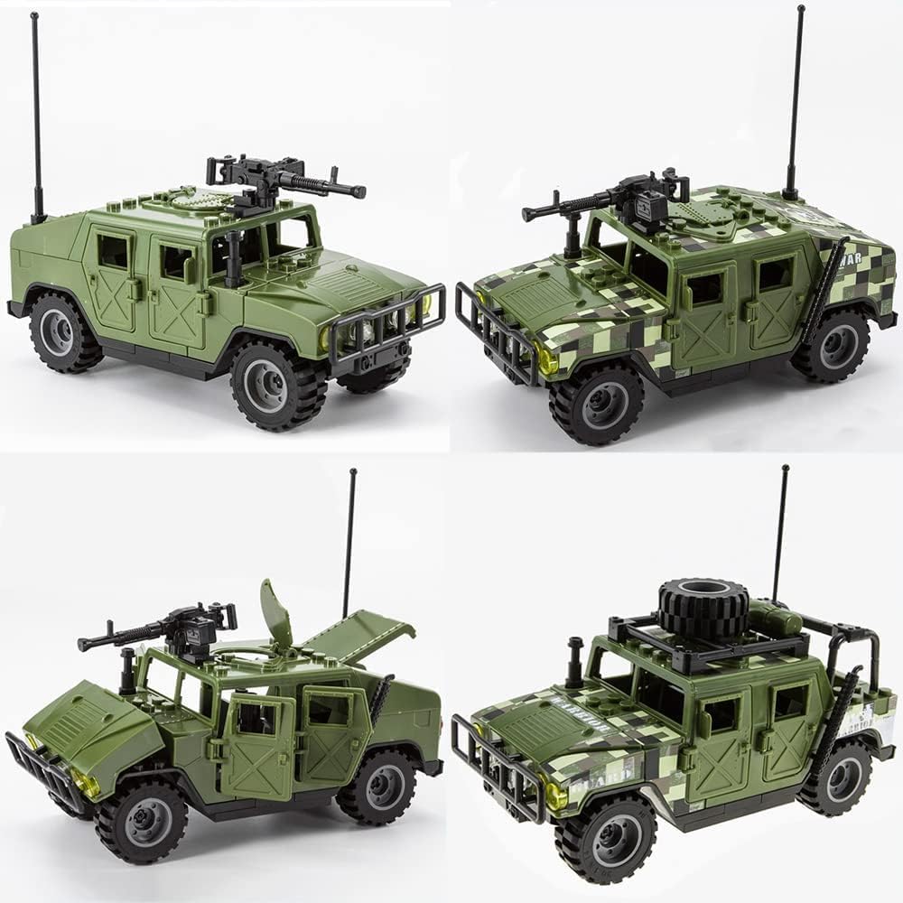 Military Vehicles Building Blocks Sets Compatible with Lego, Military Off-Road Vehicle Set, Army Model Kit, STEM Toys for Boys, Kids, and Teens Ages 8-14(Green)
