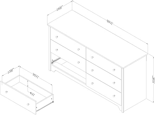 Miniatura 3 de South Shore Vito - Cómoda de 6 cajones, matrimonial, color ceniza natural Ceniza (Natural Ash),Gris (Soft Gray)
