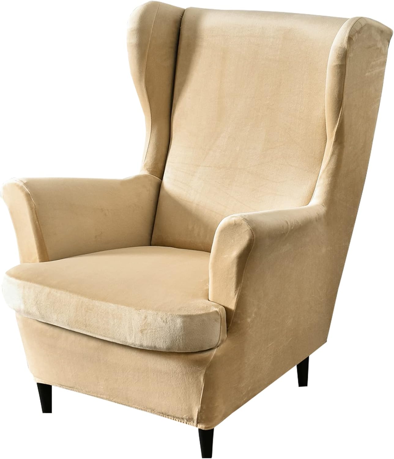 cjc Velvet Wingback Chair Cover Slipcover,2Piece Stretch Wing Chair Slipcover