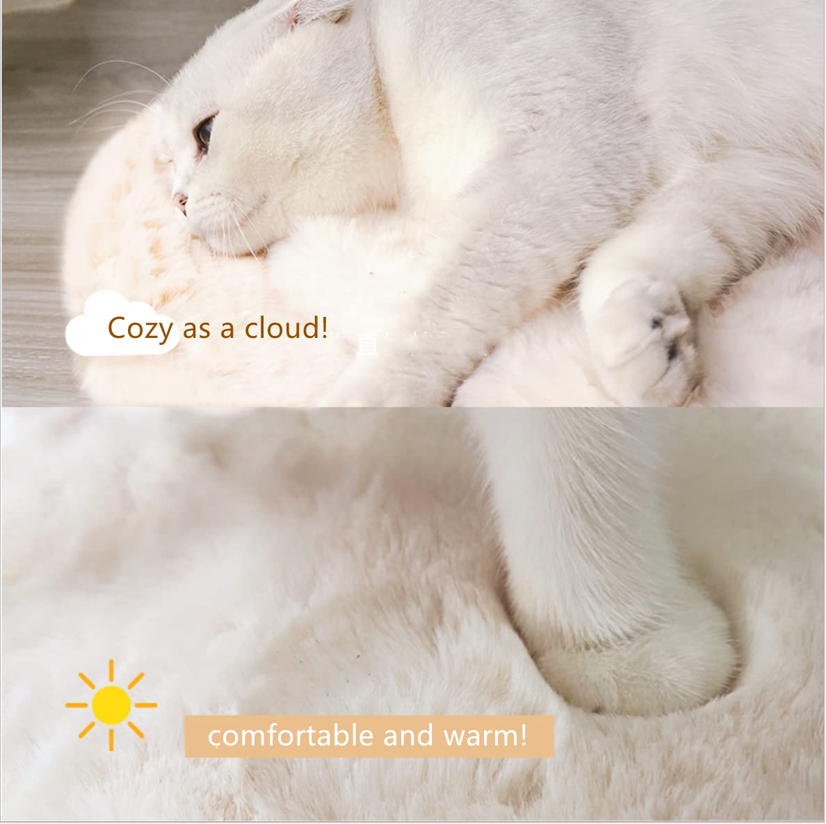 SHENGOCASE Lot de 2 Coussins Rectangulaires de 25,4x35,6 cm en Fausse Fourrure de Lapin pour Chat et Chien, Coussin de Remplacement pour Arbre à Chat, Perchoir Fenêtre, Porte-Animal, Cage, Niche
