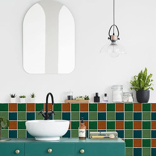 Miniatura 3 de Alwayspon Adhesivo de vinilo brillante de ladrillo de Provenza, autoadhesivo para azulejos de pared de transferencia de salpicaduras para cocina y