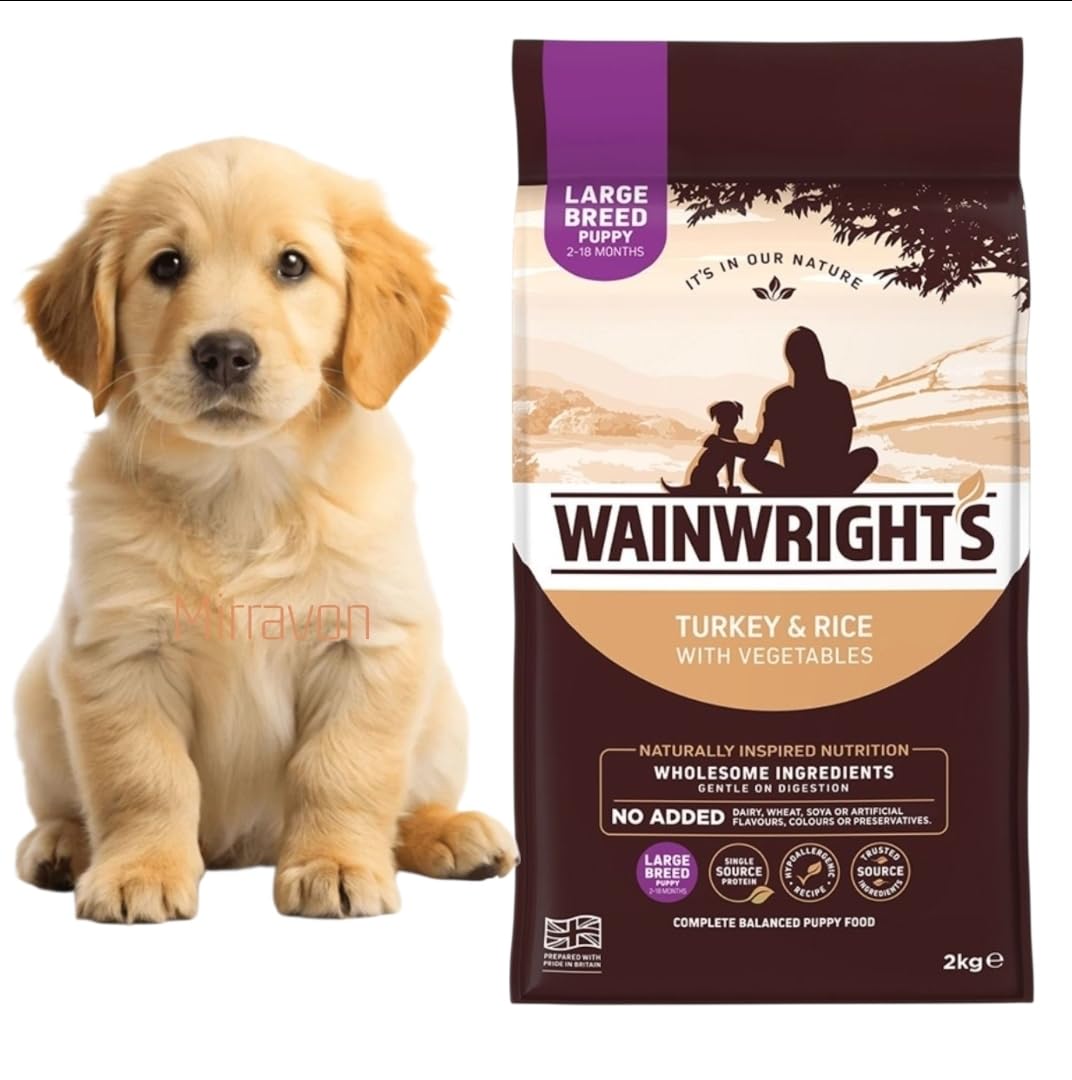 New Wainwright's Large Breed Puppy Dry Dog Food Turkey with Rice,Made ingredients