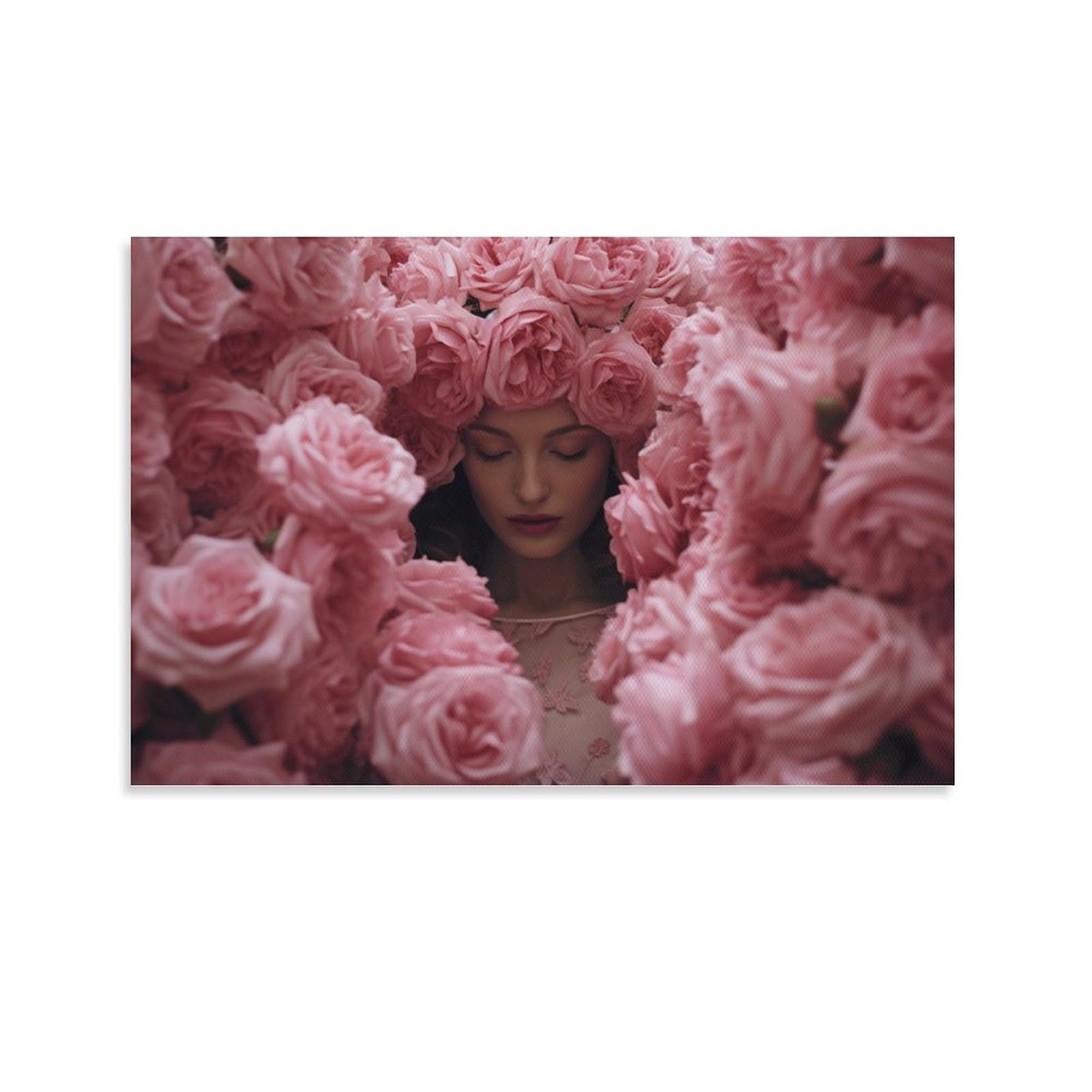 Foccar Unframe-Sleeping Woman Sleeping Woman Canvas Wall Decor Contemporary Beautiful Flowers Poster Wall Art For Living Room Bedroom Artwork