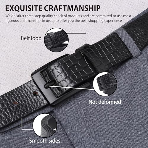 Image of HAYES LONDON Belts for Men Leather Original, Formal & Casual Leather Belt with Solid Metal Curved Buckle
