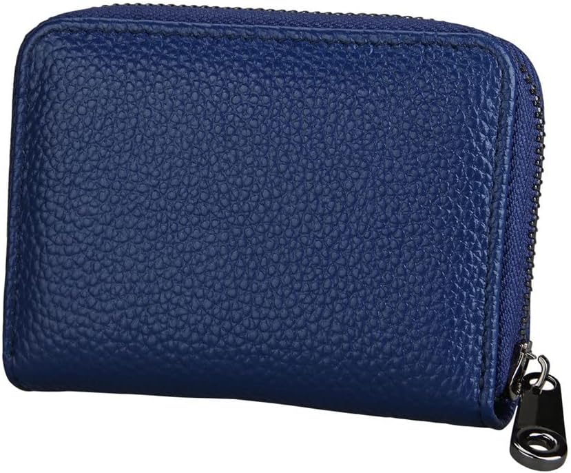 Genuine Leather Card Case Women's Bus Card Holder Men's Card Bag Zipper ID Package，A-As Shown in The Picture
