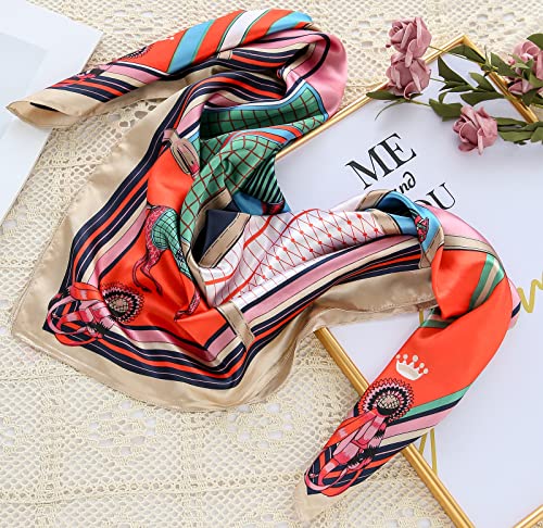 ASUITOFK 35" Satin Large Square Head Scarves Silk Like Printed Neck Scarf Hair Sleeping Wraps Scarfs Bandanas3