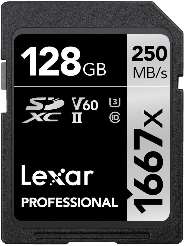 Lexar Professional 1667x 128GB SDXC UHS-II Card, Up To 250MB/s Read, for Professional Photographer, Videographer, Enthusiast (LSD128CB1667)
