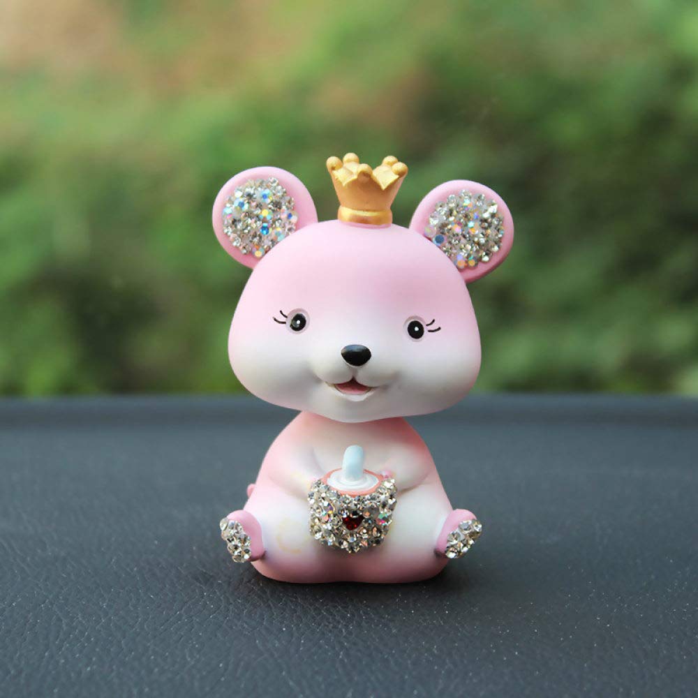 Petite statue rose souris pour tableau de bord voiture et décoration de bureau