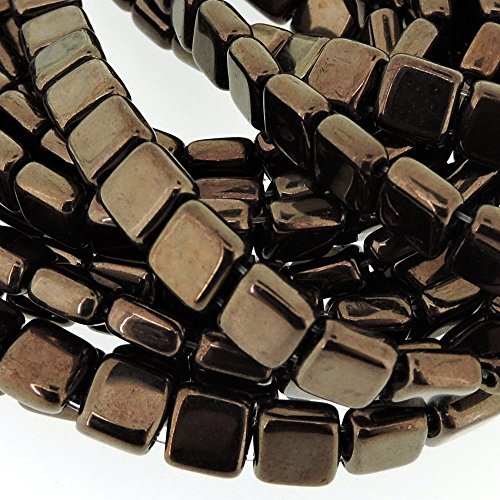 Czechmate 6Mm Square Glass Czech Two Hole Tile Bead - Dark Bronze #TOP1