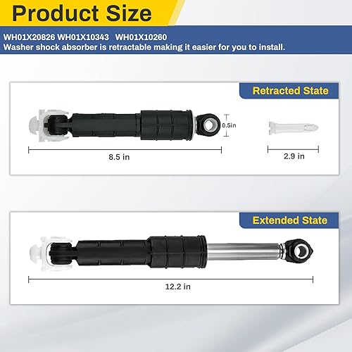 Miniatura 8 de 4 paquetes WH01X20826 Amortiguador de arandela y pasador para amortiguador de arandela GE Reemplazo WH01X10343 WH01X10260 WH01X10385 WH01X10425