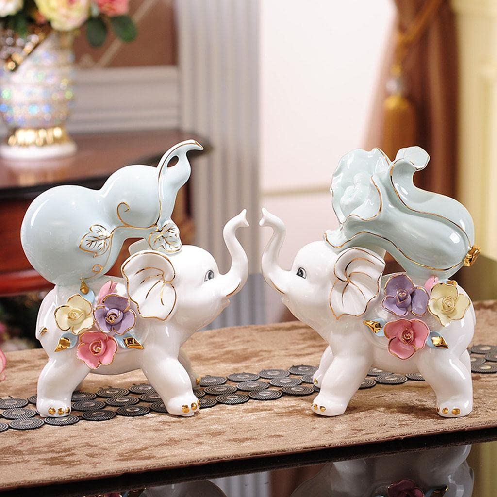 Generic 2 Pezzi Statua Decorazione Animale Scultura Ceramica Ornamentale Appeso Artigianato da Interno Esterno Adatto Regali Tavolo, bianca