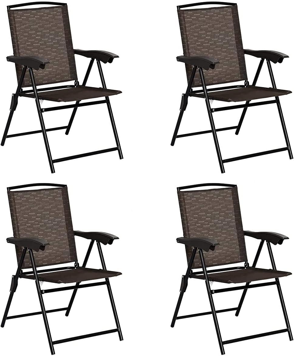 Moccha Set of 4 Patio Folding Chairs, Height Adjustable