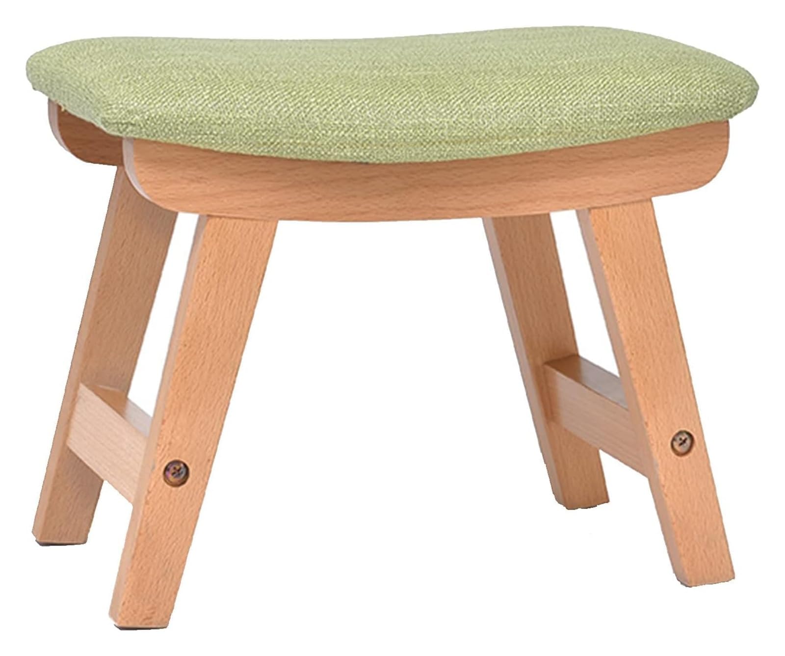Tabouret à langer de chambre en lin et bois avec assise concave
