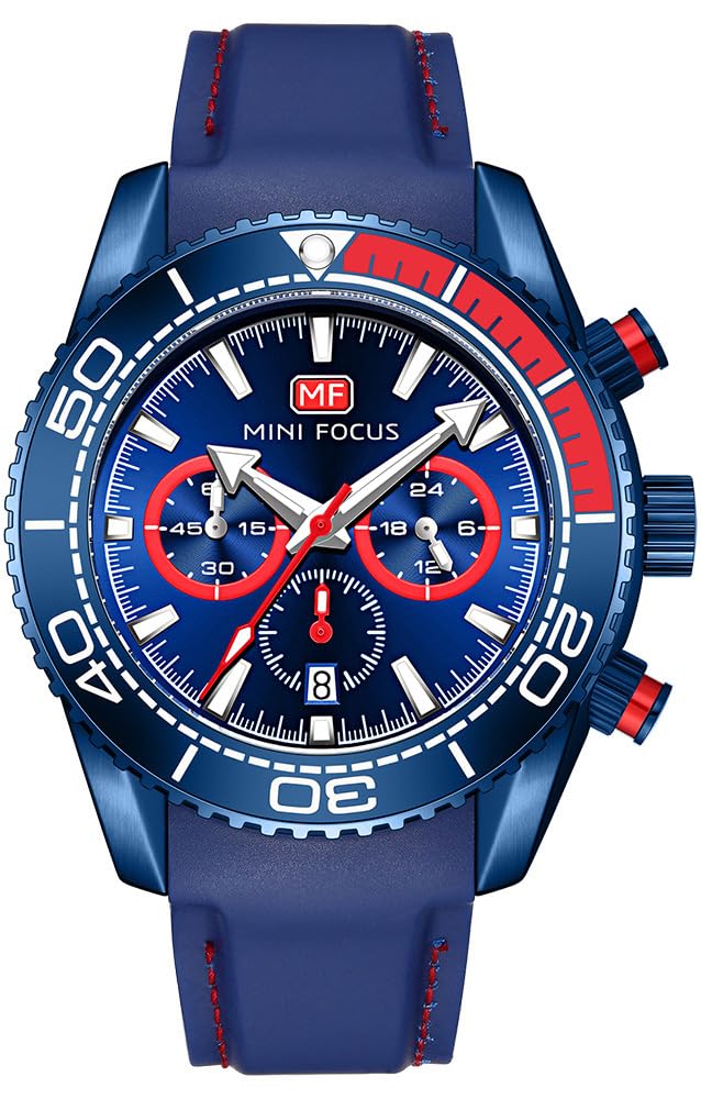 Orologio da uomo con quadrante girevole e calendario luminescente, movimento al quarzo, orologio da polso per auto, durezza 30 ATM, vetro zaffiro, comodo cinturino in silicone, super luminoso, da uomo