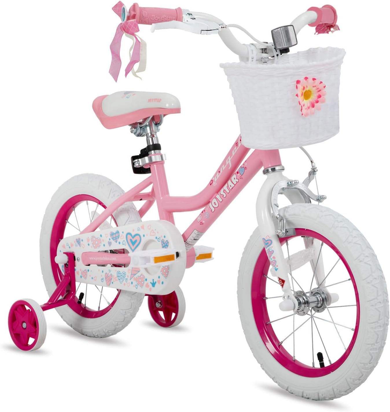 JOYSTAR Angel 14/16/18 Inch Kids Bike for 3-9 Years Old Girls, 14/16/18 Inch Girls Bikes with Stabilisers and Basket,Multiple colors