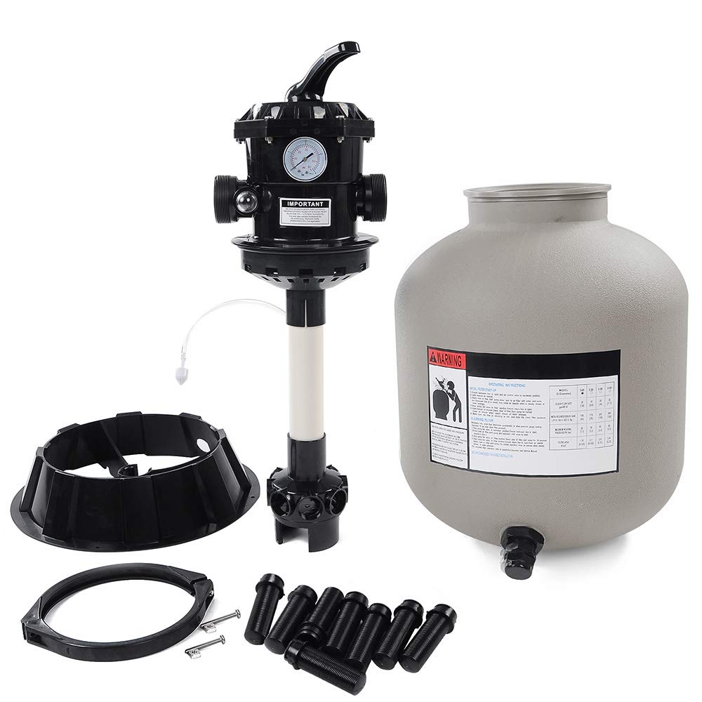 LAGarden 16" Above Inground Swimming Pool Sand Filter System with 6 Way