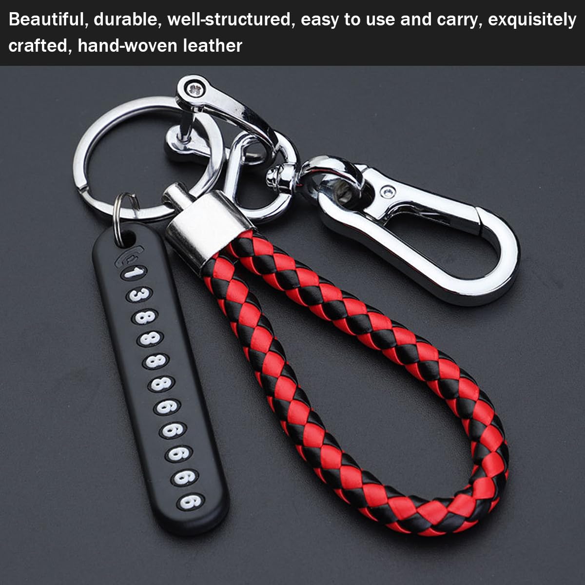 Portachiavi In Pelle Intrecciata - Anti-Smarrimento, Multicolore Per Chiavi Auto E Casa - Foto 8