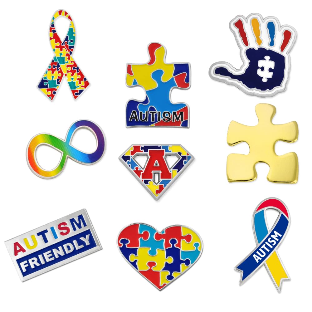 PinMart's Autism Awareness 9-Piece Enamel Pin Set