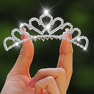 Catery Mini Tiara Comb Rhinestones Silver Small Tiaras Princess Birthday Hair Accessories for Girls