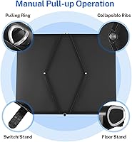 Vista 3 de 50 inch Small Projector Screen, Goldengrainv Retractable Pull Up Screen, Floor Projector Screen, 16:9 4K Portable Screen for Projector, Roll Down