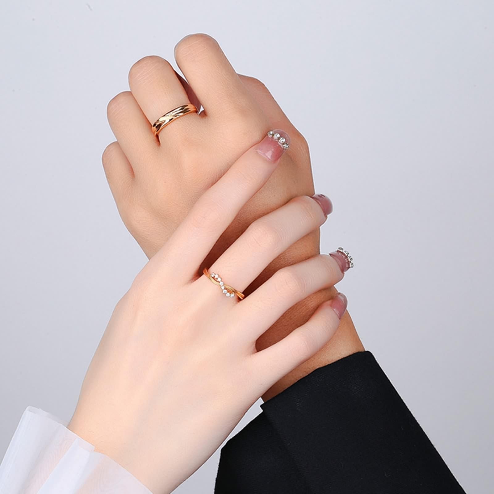 Feng Shui， Eheringe für Sie und Ihn aus Sterlingsilber 925, passende Ringe für Paare, individuell Verstellbarer Ring aus Roségold mit Zirkonia